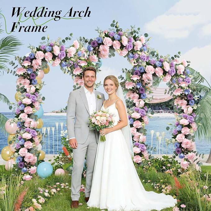 Metal Arch Backdrop Stand Set of 3 (6ft/6.6ft/7.2ft) - Gold Wedding Arch Frame for Ceremony, Birthday, Baby Shower & Party Decor, Ideal for Balloons, Flowers & Photo Shoots Indoor Outdoor