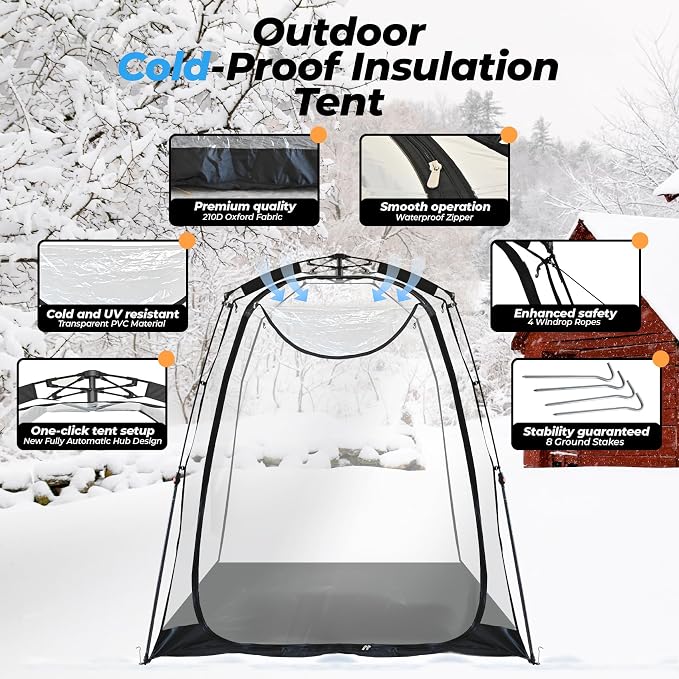 Screen House Pop Up Canopy, Portable Tent for Camping Outdoor Gazebo Weatherproof Prefab Tiny Homes, Black (6x6FT)