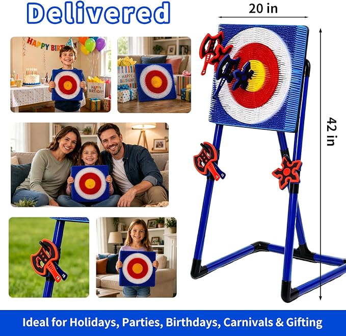 Axe Throwing Game for Backyard, 2-in-1 Axe & Dart Target Game Set with 4 Safe Throwing Axes & 6 Darts, Portable Outdoor Indoor Family Party Yard Game for Adults & Kids