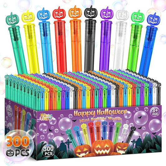 SpringFlower 300 PCS Halloween Party Favor for Kids, Halloween Mini Bubble Wands for Halloween Party Favor Supply Kids Trick Or Treating, Goodie Bag Fillers Classroom Rewards