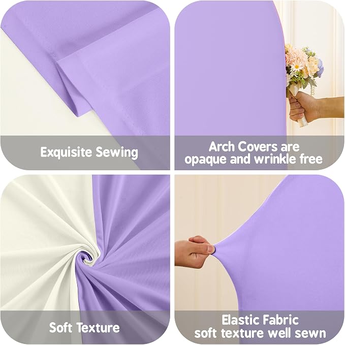 Cream and Lavender Photo Arch Backdrop Cover Set of 2 Spandex 7.2ft and 6ft Arch Covers Stretchy Backdrop Baby Shower Arch Stand Covers for Girls Birthday Party Wedding Banquet Background