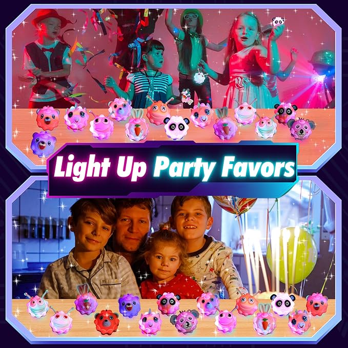18PCS Light Up Fidget Balls Party Favors, 2 inch 3D Animal Pop Balls Fidget Toys, Party Favors for Kids 4-12, Goodie Bags Stuffers, Pinata Stuffers, Birthday Gifts, Classroom Prizes, Treasure Box Toys