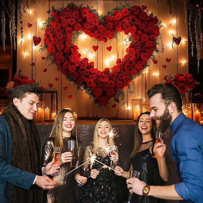 7X5ft Valentine's Day Backdrop Red Love Heart Photography Background, Romantic Wedding Bridal Party Background Decor Proposal Confession Backdrop Banner Portrait Photo Studio Booth Props