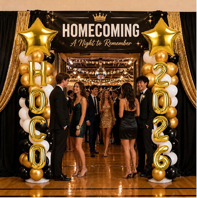 2 Sets Homecoming 2026 Balloon Column Stand Party Decorations Kits with Balloons Class of 2026 Hoco Balloon Tower Stand Kit for Homecoming Prom Party Photo Booth Props Backdrop Decor Party Supplies
