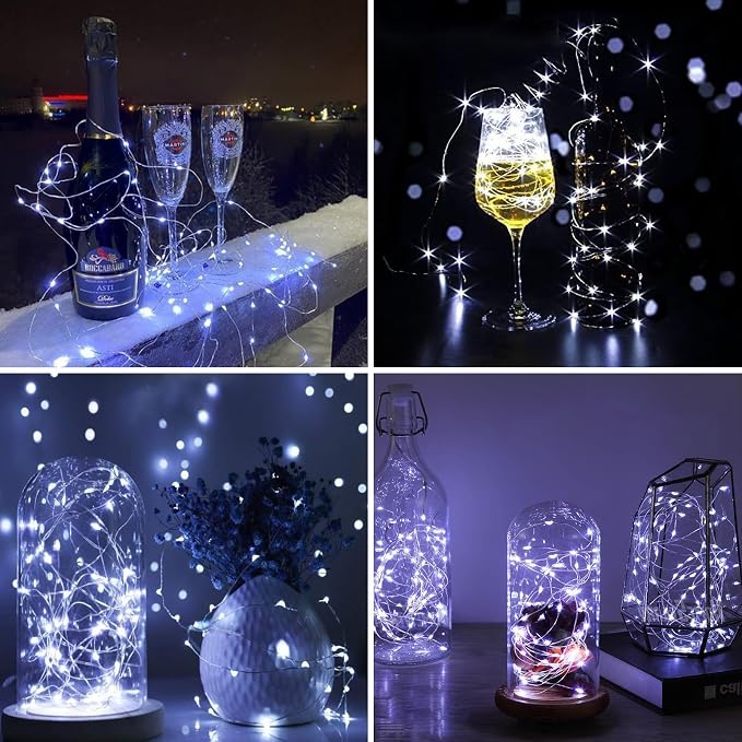 ZGWJ 6 Pack Fairy Lights Battery Operated with Remote, 7ft 20 LED Mini Fairy String Lights with Timer 8 Lighting Modes Waterproof for Halloween Christmas Tree DIY, Parties, Bedroom Decorations White