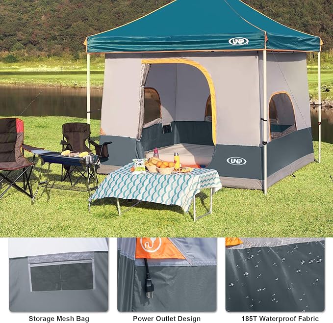 UNP Canopy Inner Tent, Camping Cube Tents for Pop Up Camping Canopy Tent, Compatible with 10' Wide Canopies Tents (No Top & Frame) (Gray)