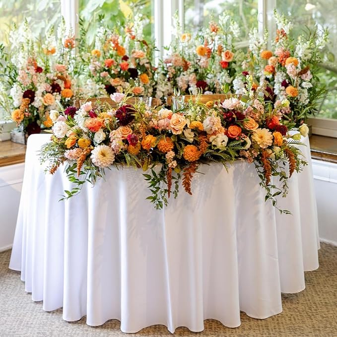 10Pack White Round Tablecloth 90 inch White Table Cloth, Washable Round Table Cloth Polyester Table Cover for Dining Wedding Banquet Party