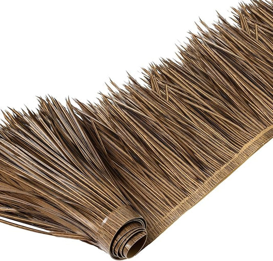 Mexican Tiki Hut Grass Skirting Roof Tiki Bar Grass Duck Blind for Thatch Roofing Bar Decorations Roll Palm Palapa Straw Thatch Roof for Fence Party(Dark Brown,79 x 15 Inch)