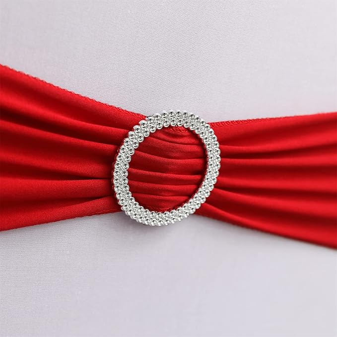 Spandex Chair Sashes Bands 100PCS Stretch Chair Cover Ties Bows with Buckle Slider Wedding Party Reception Banquet Decoration (Burgundy)