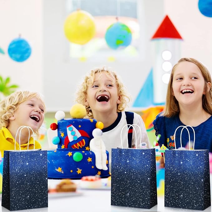 Marspark 32 Pieces Galaxy Bags Starry Gift Goodie Pouch Space Party Favor Bags Galaxy Treat Candy Bag for Space Stars Themed Birthday Decorations Supplies