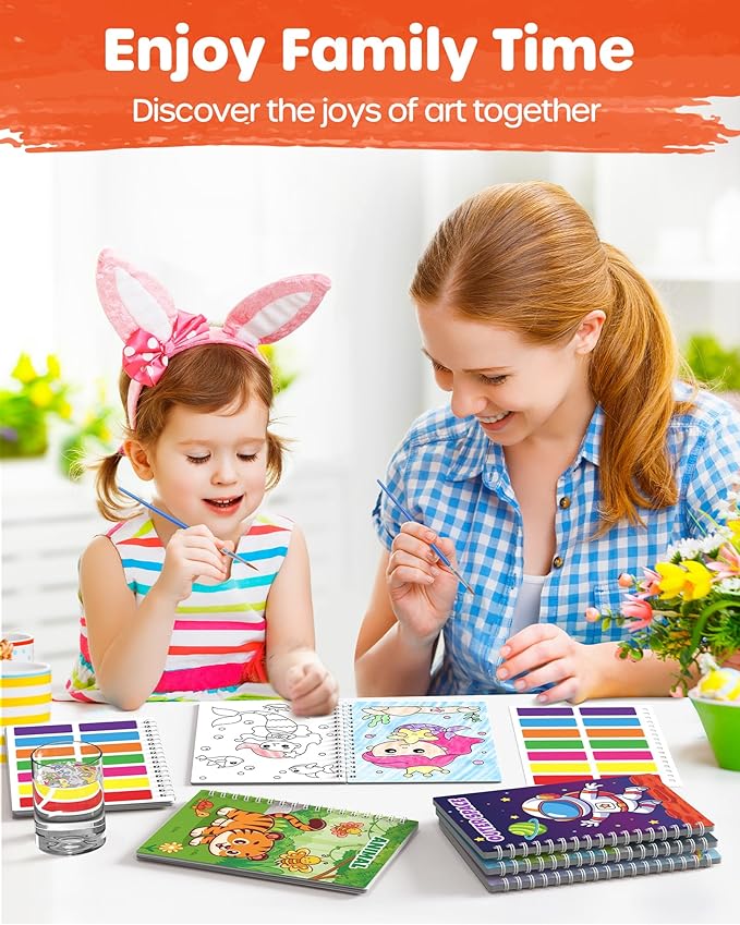 D-FantiX 24 Pack Paint with Water Coloring Books for Kids Ages 4-8-12, Birthday Party Favors Bulk Gifts Goodie Bag Stuffers, Arts and Crafts Classroom Prizes Rewards, Children Easter Basket Stuffers