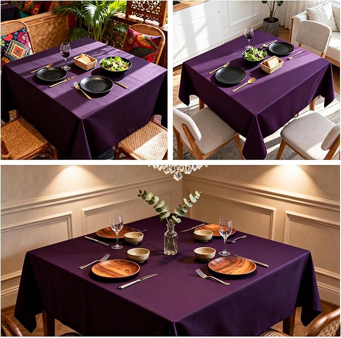 8 Pack Purple Square Tablecloth 54x54 Inch Table Cloth for Square Tables, Wrinkle Resistant Washable Polyester Fabric for Dining Banquet Wedding Party