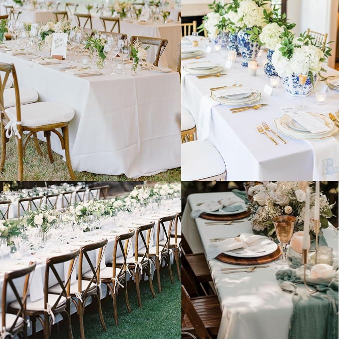 WIGENIUS 6 Pack White Table Cloth Rectangle Tablecloths 60X84 Inch,Polyester Tablecloth for 4 Foot Rectangle Tables,Wrinkle Resistant Washable Fabric Table Covers for Party,Wedding Banquet