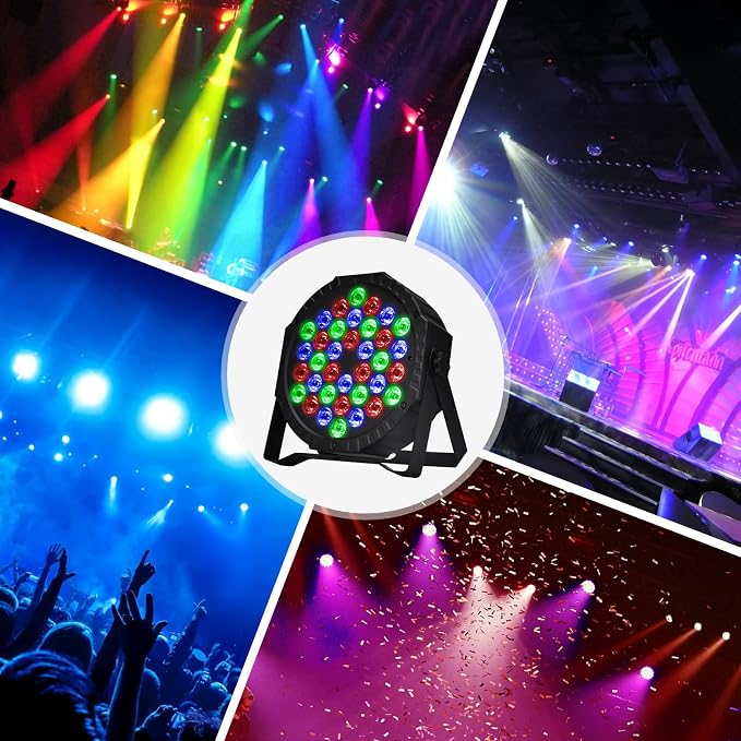 Stage Lights Dj Lights for Parties Led Stage Light Sound Activated Portable Party Light Par Light 36 Led RGB Remote Control Uplights for Disco Indoor Events Bar Birthday Wedding Outdoor