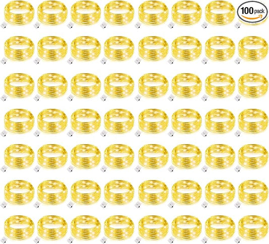 GAILROSO 100Pack Fairy Lights Battery Operated 3 Speed Modes, 7 Ft 20 LED Battery String Mini Waterproof for Mason Jars DIY,Christmas Decoration,Wedding Party
