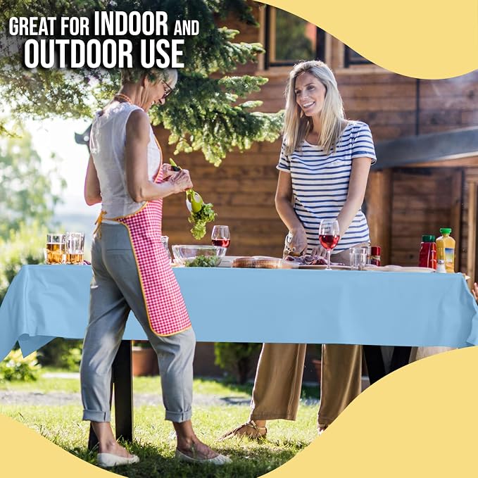 Party Solids 66% Thicker Premium Light Blue Plastic Table Cover Roll 40" X 300' Table Cloth Plastic Cover Roll Quality Thick Banquet Rolls Disposable Tablecloth Rolls Strong American Based Company