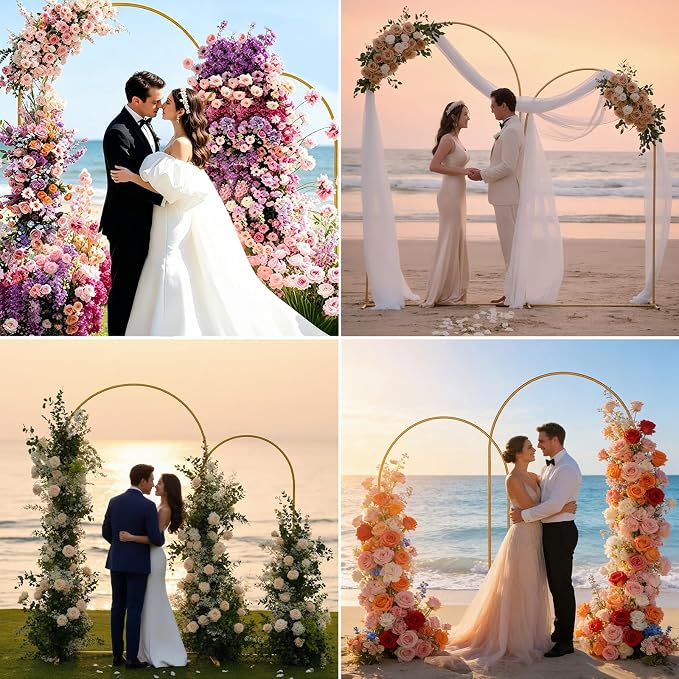 Gold Arch Backdrop Stand Set of 2(7.2FT/6FT),Wedding Arch Backdrop Stand,Balloon Arch Stand Metal Frame for Birthday Wedding Baby Shower Party Garland Ceremony Decor