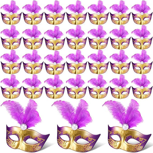 Sanwuta 72 Pcs Mini Masks Masquerade, Mardi Gras Carnival Masquerade Mask Cake Toppers Venetian Party Decor