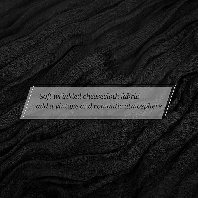 15 Pack Black Cheesecloth Table Runner 17 x 108 Inch Fall Thanksgiving Boho Rustic Farmhouse Gauze Cheese Cloth Runner for Wedding Party Baby Shower Home Decor Holiday Decorations