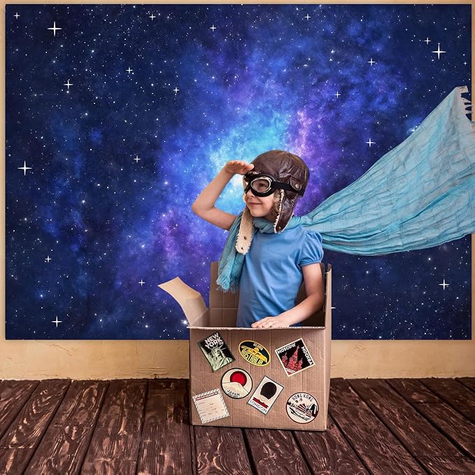 Galaxy Stars Backdrop 10x8 FT Outer Space Birthday Starry Night Sky Backdrops Decorations Universe Space Photography Background Kids Space Party Decor Banner Photo Booth Props