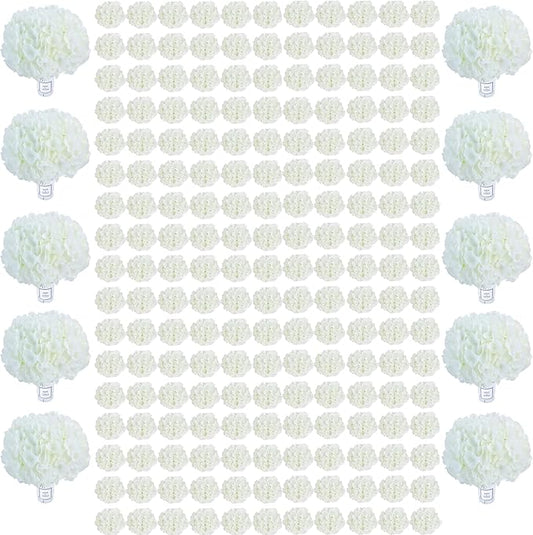 AVIVIHO 305Pcs Fake Flowers White Hydrangea Artificial Flowers Bulk (Not Squished, No Steaming Need) Ivory Silk Flowers with Stems for Party Wedding Home Table Centerpieces Baby Shower Decor