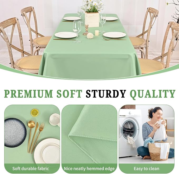 Pesonlook 12 Pack Rectangular Tablecloth Sage Green -60 x 102 Inch Polyester Tablecloth for 6 ft Tables,Washable Fabric Table Cover for Wedding/Buffet Party/Dining Table/Events