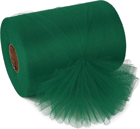Forest Green Tulle Ribbon 6 Inch x 100 Yards Soft Mesh Fabric for DIY Crafts Wedding Decorations Sewing Gift Wrapping and More