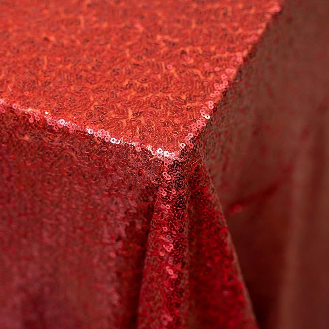 60 x 102 Inch Burgundy Sequin Tablecloth Rectangle Sparkle Table Cover for Wedding Birthday Party Festival Ceremony Cake Dessert Table Cloth