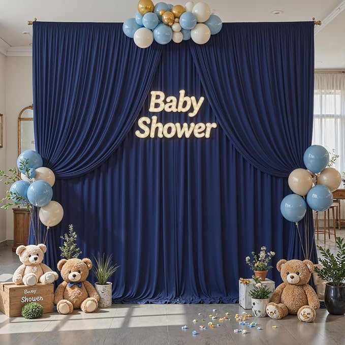 10 x 10ft Navy Blue Backdrop Curtains, Navy Wrinkle Free Draping Fabric Wedding Birthday Baby Bridal Shower Graduation Party Drapes for Backdrop Photography Photo Booth Background Decoration