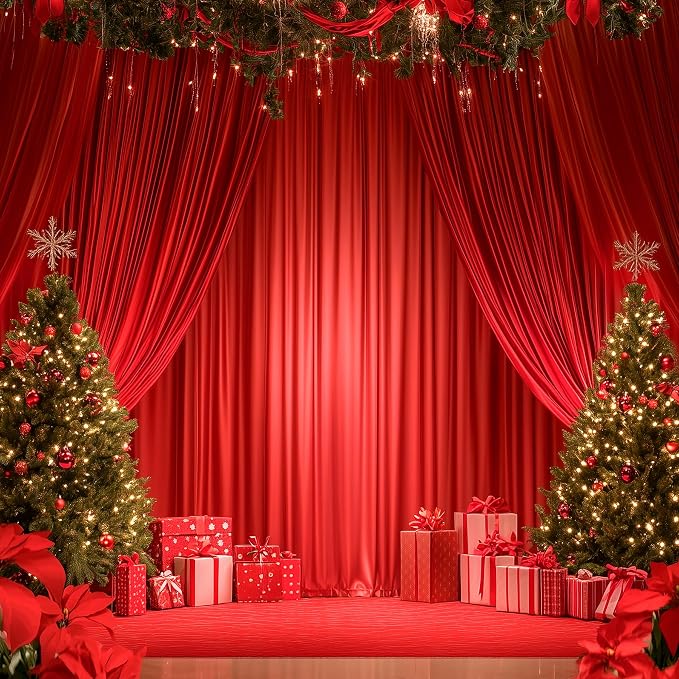 10ftx12ft Red Backdrop Curtains for Wedding-Wrinkle Free Backdrops Curtain Drapes Fabric Decorations Photo Back Drop Cloth for Baby Shower Photography 2Panels 12ft(H) x 5ft(W)