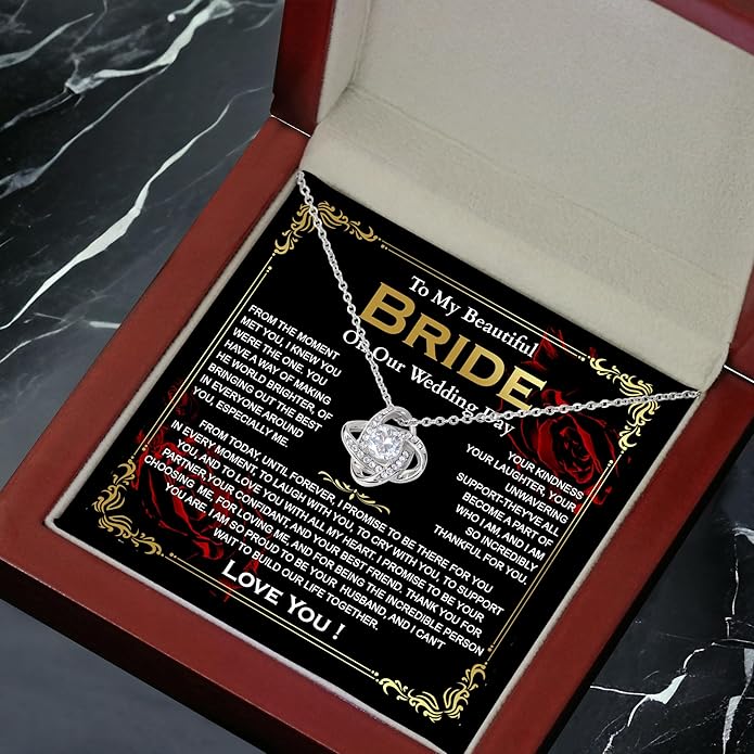 Groom To Bride Necklaces, Groom To Bride Necklace Gifts With Message Card, Groom To Bride Necklace For Wedding Day, To My Bride Necklace, Bridal Shower Necklace Gifts For Bride To Be