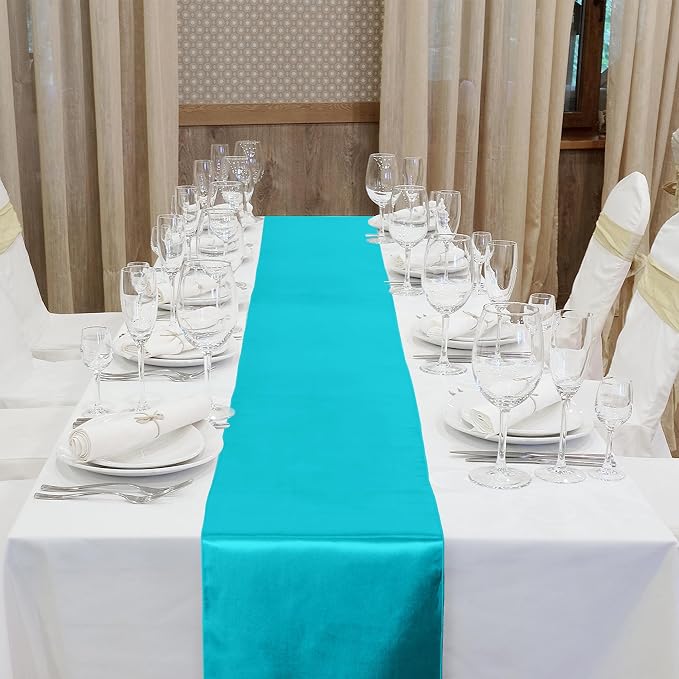 Aneco 4 Pack Satin Table Runner 12 x 108 Inch Long Bright Silk and Smooth Fabric Party Table Runner for Wedding Banquet Party Decoration