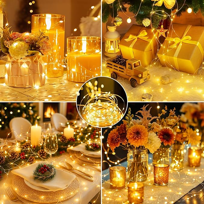 24 Pack Fairy Lights Battery Operated with Timer, 3 Modes 7ft Mini String Lights, 20 LED Silver Wire Bulk Twinkle Light for Valentine's Day Wedding Party Table Centerpieces,Warm White