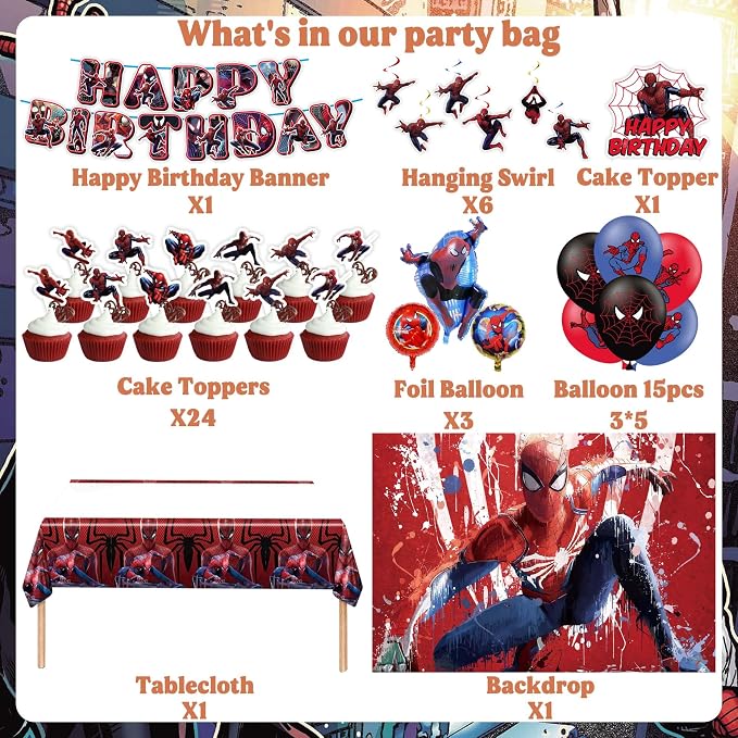 Elegant Birthday Party Supplies Include Backdrop, Banner, Hanging Swirl, Balloons, Tablecloth for Adult Theme Party Decorations