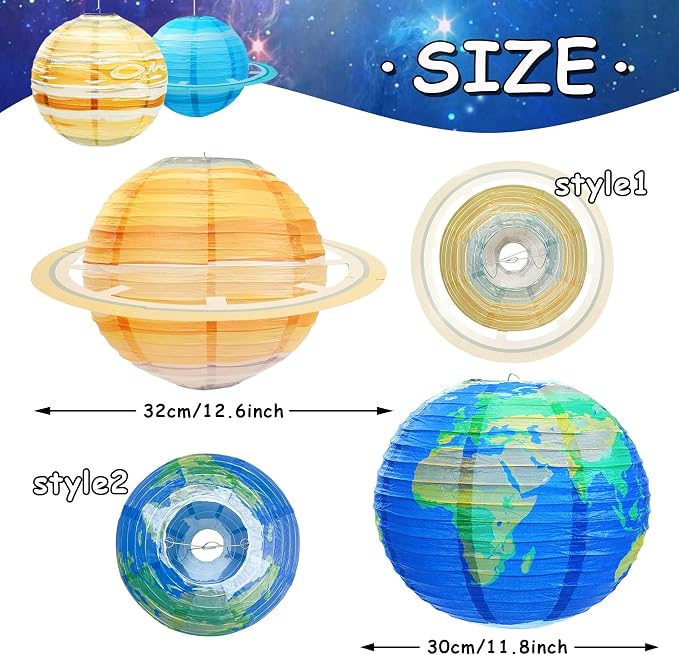Space Paper Lanterns 8PCS 12 Inch Hanging Planets Lantern Out of This World Space Lanterns Solar System Planet Earth Lanterns for Kids Outer Space Theme Party Supplies Home Decor Birthday Decorations