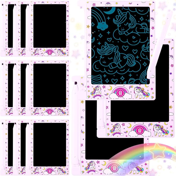Nezyo 12 Pack Unicorn Party Favors Mini LCD Writing Tablet for Kids 4.6 Inch Doodle Board Drawing Tablet Erasable Reusable Electronic Drawing Pads for Unicorn Party Decor Birthday Supplies