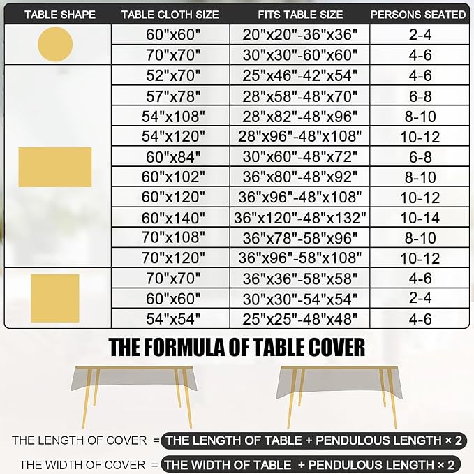 Smiry Rectangle Table Cloth, Waterproof Heavy Duty Vinyl Tablecloths, Wipeable Washable Table Cover for Kitchen and Dining Room (Beige, 60" X 84") (Pack of 2)