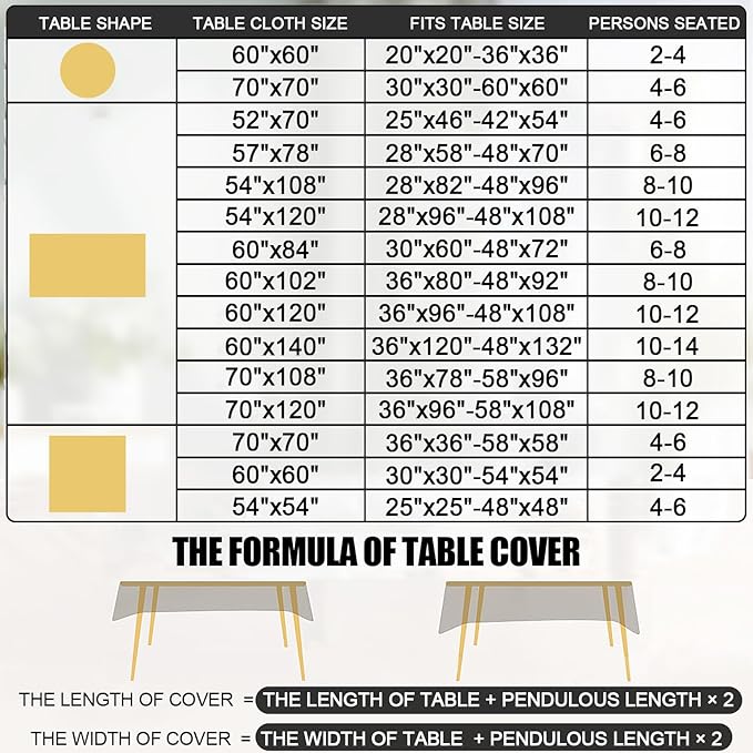 Smiry Rectangle Table Cloth, Waterproof Heavy Duty Vinyl Tablecloths, Wipeable Washable Table Cover for Kitchen and Dining Room (Black, 70" X 90")