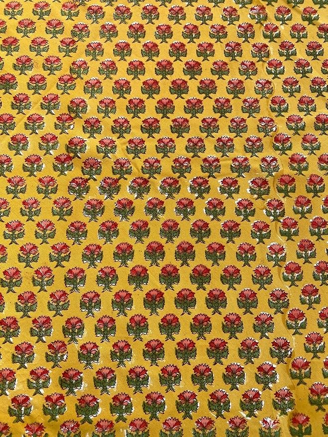 Ridhi Round Tablecloth Hand Block Print 100% Cotton Reusable Mustard Yellow 120 Inch Table Cover Decorative Everyday Use for Dining, Home, Party, Wedding, Farmhouse Gift for Spring, Mother's Day