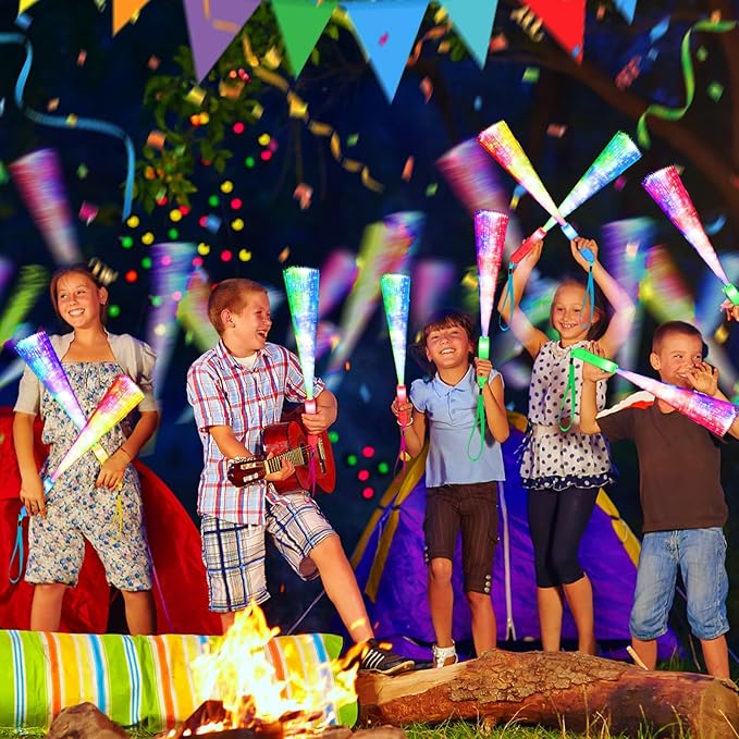 SHQDD 38 PCS Glow Sticks Bulk, Glow Fiber Optic Sticks, LED Light Wands, Glow in The Dark Party Supplies, Fiber Optic Wands for Weddings, Flashing LED Party Favors, Colorful Light Sticks
