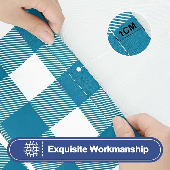 Smiry Picnic Table Cloth 6 Pack, Waterproof Elastic Fitted Tablecloths for 6FT Rectangle Tables, Washable Polyester Buffalo Plaid Tablecloth for Camping & Outdoor (Turquoise & White, 30" x 72")
