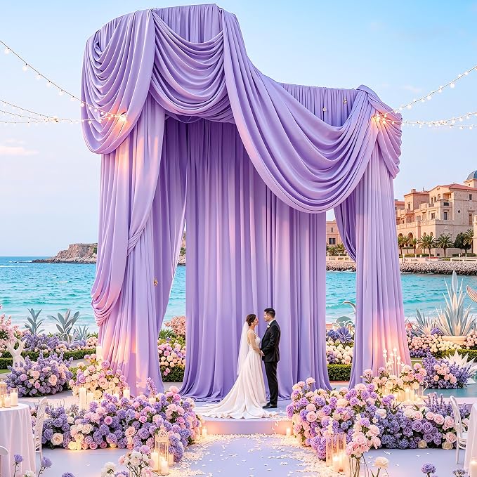 20x20ft Light Purple Ceiling Drapes, 4 Panels 20ft Height Wrinkle-Free Tent Draping Curtains for Wedding Party Tent Canopy Arch Backdrop Decorations