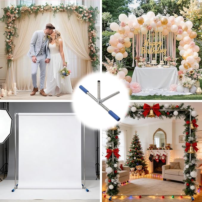 HOME RIGHT Arch Backdrop Stand,7x4 FT Metal Wedding Square Backdrop Stands for Ceremony Square Stainless Steel Backdrop Stand for Parties,Wedding,Birthday,Anniversary,Baby Shower,Garden Decoratip