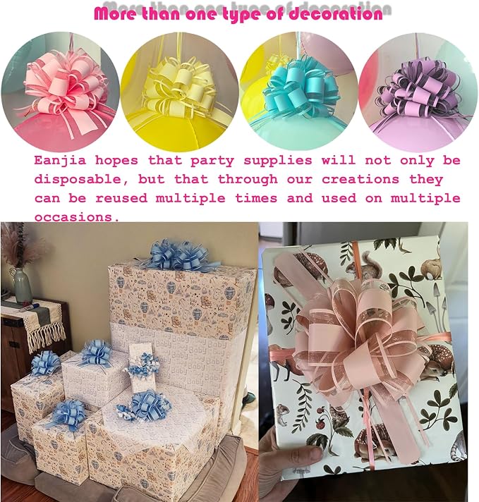 8pack Pastel Rainbow 4D Orb Ornament Balloons with 16 Pull Ribbon Gift Bows –Total 24pcs Macaron Decor Ceiling Hanging Balloon Set for Unicorn Birthday Baby Shower & Spring Tea Party Decor