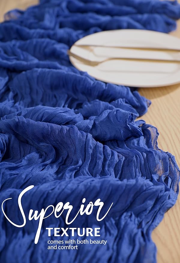 20 Pack Royal Blue Cheesecloth Table Runner 10FT Boho Gauze Cheese Cloth Table Runners Romantic Rustic Sheer Table Decorations for Wedding Party Baby Shower Birthday Holiday Home