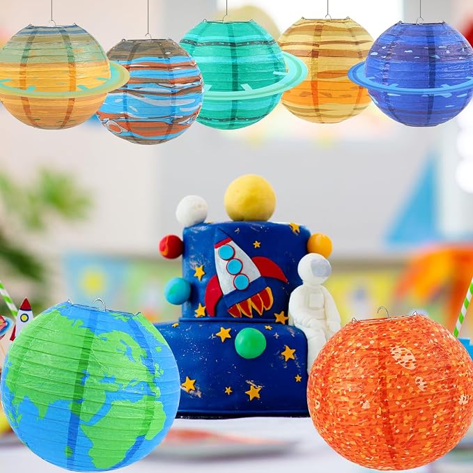 Space Planet Paper Lanterns 10PCS Solar System Hanging Decor Out of This World Outer Space Party Decorations for Kids Astronaut Theme Party Supplies Galaxy Earth Home Birthday Decorations