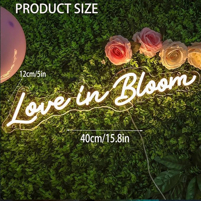 Love in Bloom Neon Sign,Custom Wedding Light,Led Signs for Wedding Backdrop, Handmade Favors, Promposal Lamp