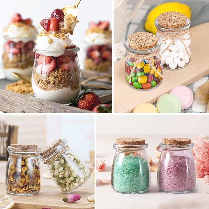 24 Pcs Baby Shower Party Favors for Guests, Baby Shower Gifts for Guest, 3.4 oz Small Glass Mason Jars with Cork Lids, Stickers, Label Tags, Twine, Organza Bags, Mini Candy Jar Favors for Girls