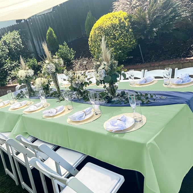 6 Pack Tablecloth 60 x 102 inch Polyester Table Cloth for 6 Foot Rectangle Tables,Stain and Wrinkle Resistant Washable Fabric Table Covers Polyester Sage Green Table Clothes for Wedding,Party,Banquet