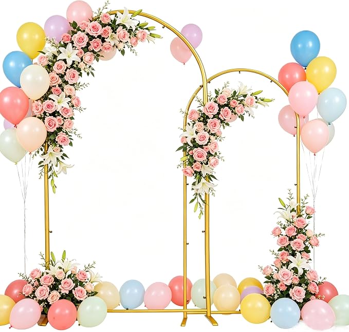 Wedding Arch Backdrop Stand and Cover 6FT/7.2FT Set of 2, White | Metal Arch Backdrop Stand, High Elasticity Arch Cover, For Wedding Birthday Baby Shower Celebration